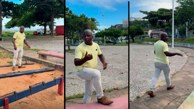 Praça de Novo Oriente está destruída e vira risco para crianças em Nova Almeida