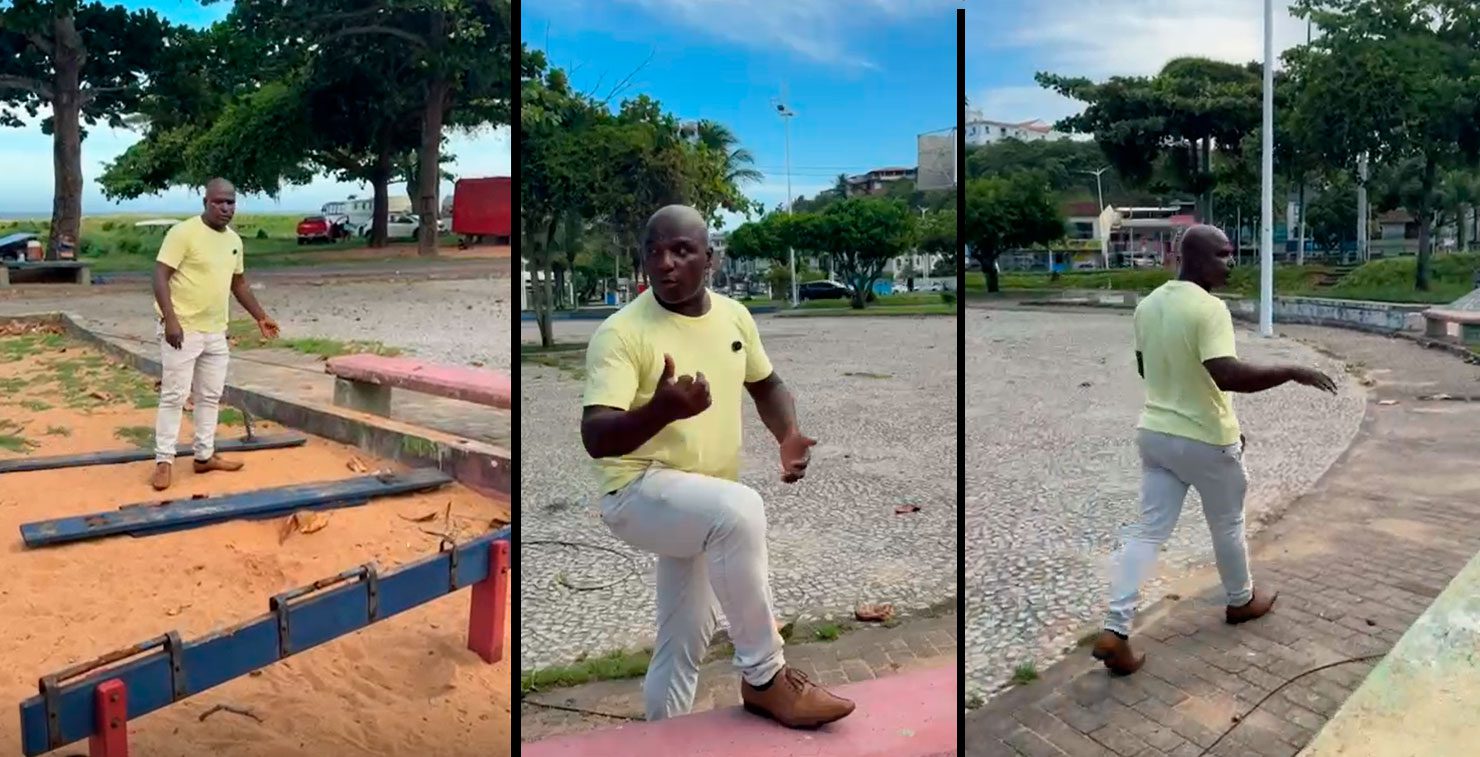 Praça de Novo Oriente está destruída e vira risco para crianças em Nova Almeida